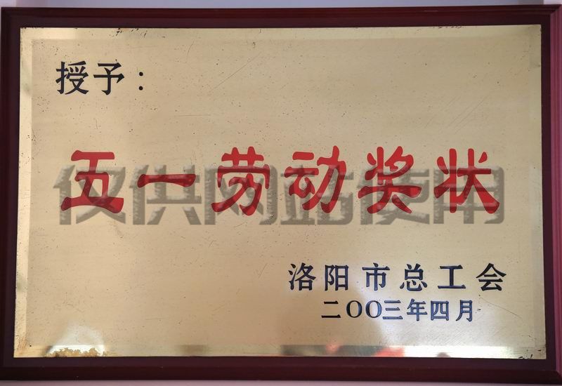 2003年獲洛陽市“五一勞動獎狀”